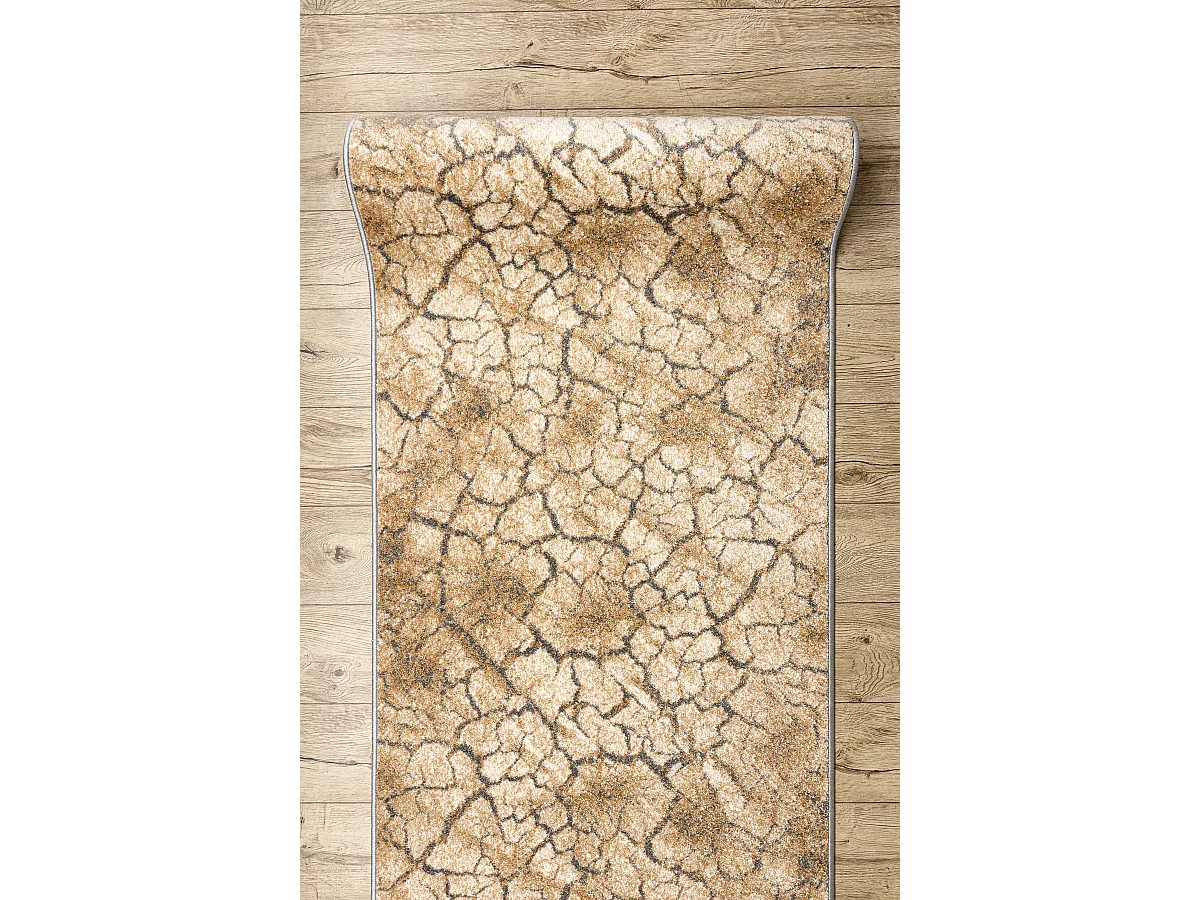 Tapis de couloir KARMEL Terra sol fissuré caramel gris 100x870 cm