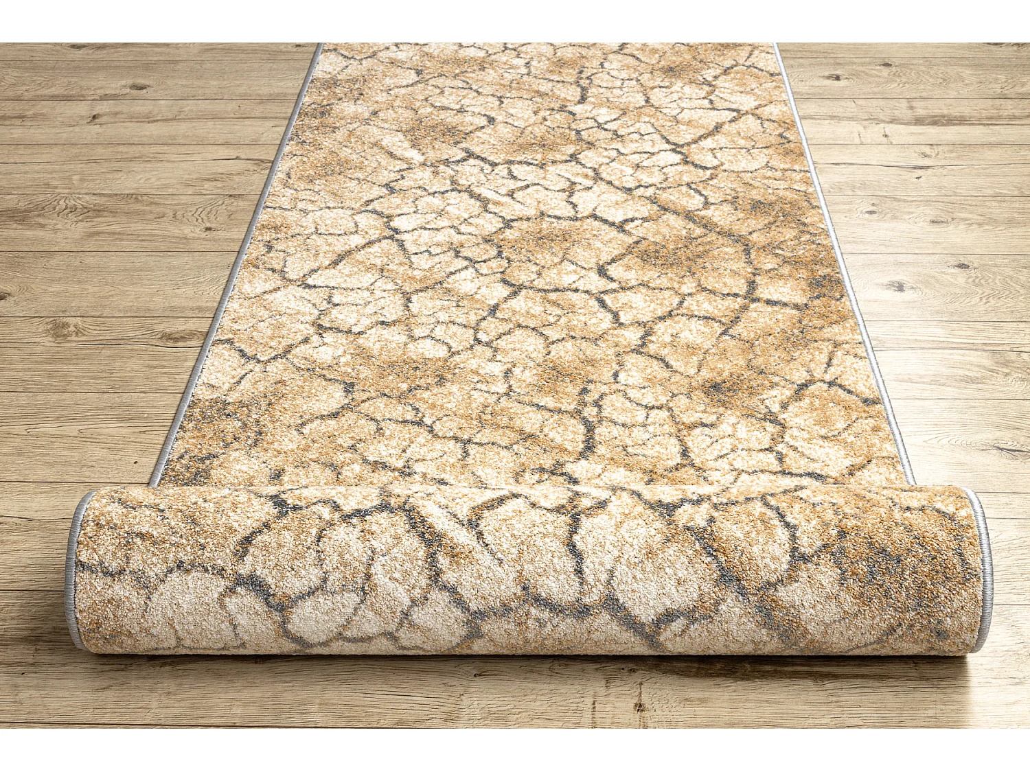 Tapis de couloir KARMEL Terra sol fissuré caramel gris 100x870 cm