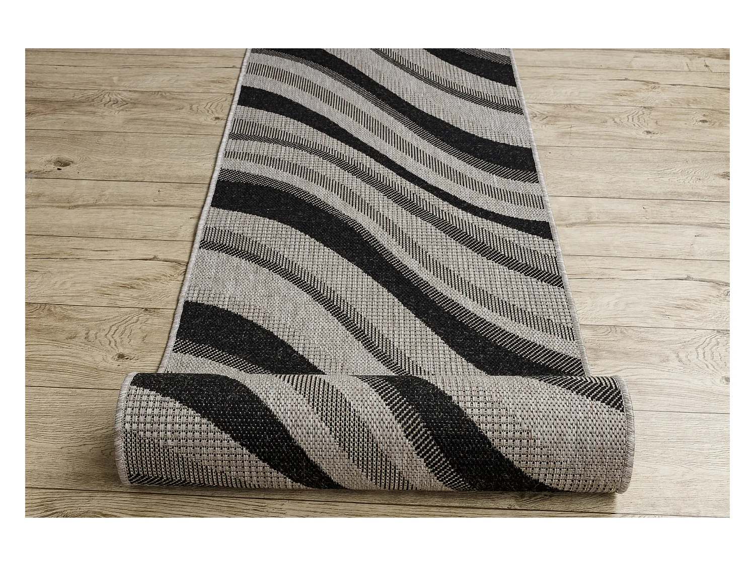 TAPIS DE COULOIR SIZAL FLOORLUX modèle 20353 argentin / noir 100x790 cm