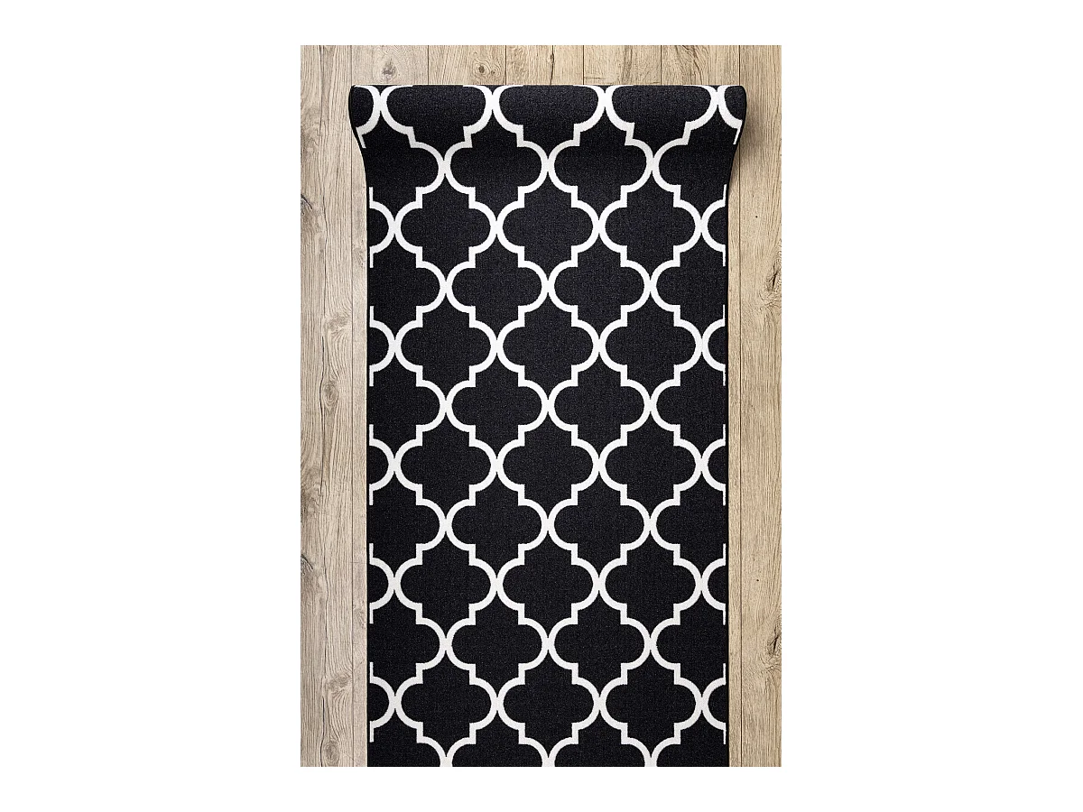 TAPIS DE COULOIR ANTIDÉRAPANT TRÈFLE MAROCAIN noir TRELLIS 30350 110x540 cm