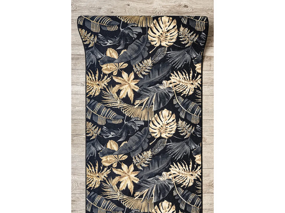 Läufer Antirutsch MONSTERA Laub, Gummi gold 67x570 cm