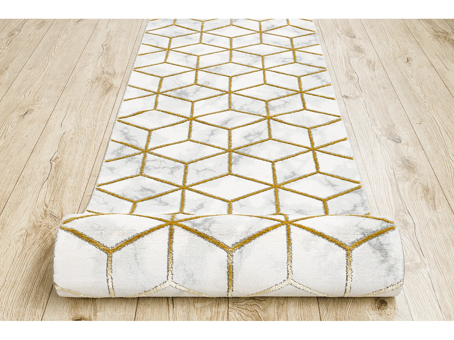 Tapis de couloir EMERALD exclusif 1014 glamour, élégant cube crème  70x230 cm