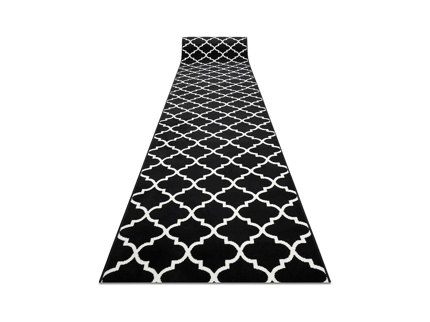 Vloerbekleding BCF MORAD Trelis klaver Marokkaanse zwart / room 100x410 cm