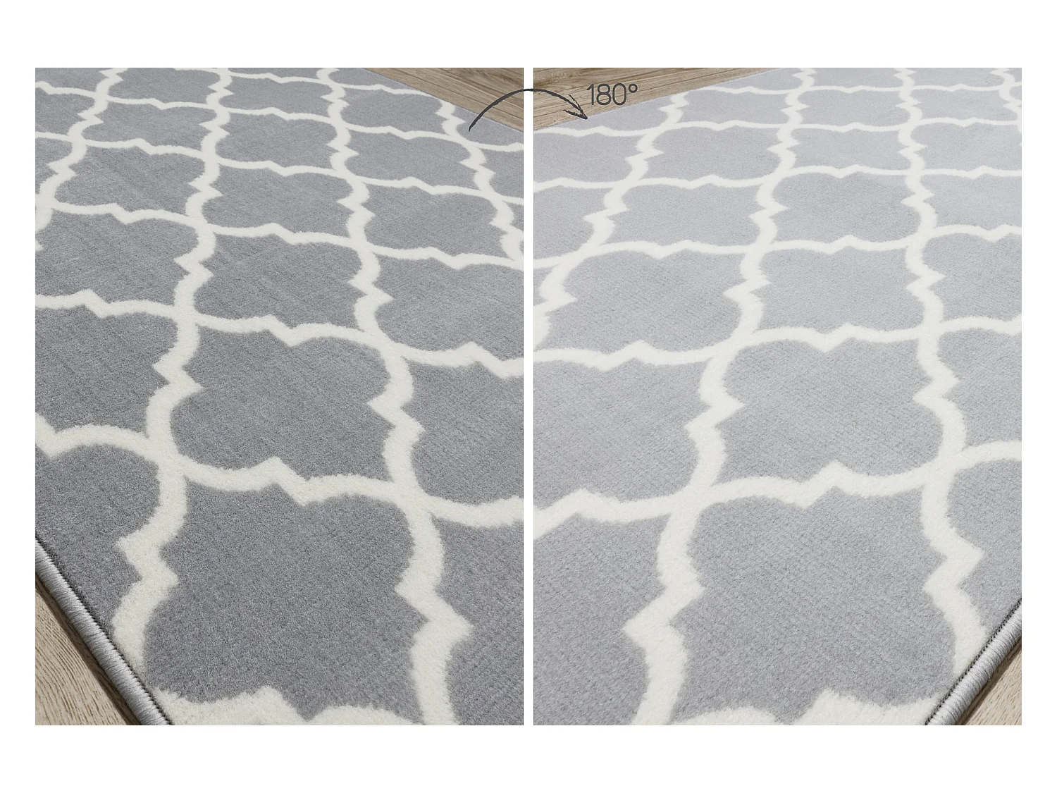 TAPIS DE COULOIR BCF MORAD Trelis Treillis marocain gris / crème 70x570 cm