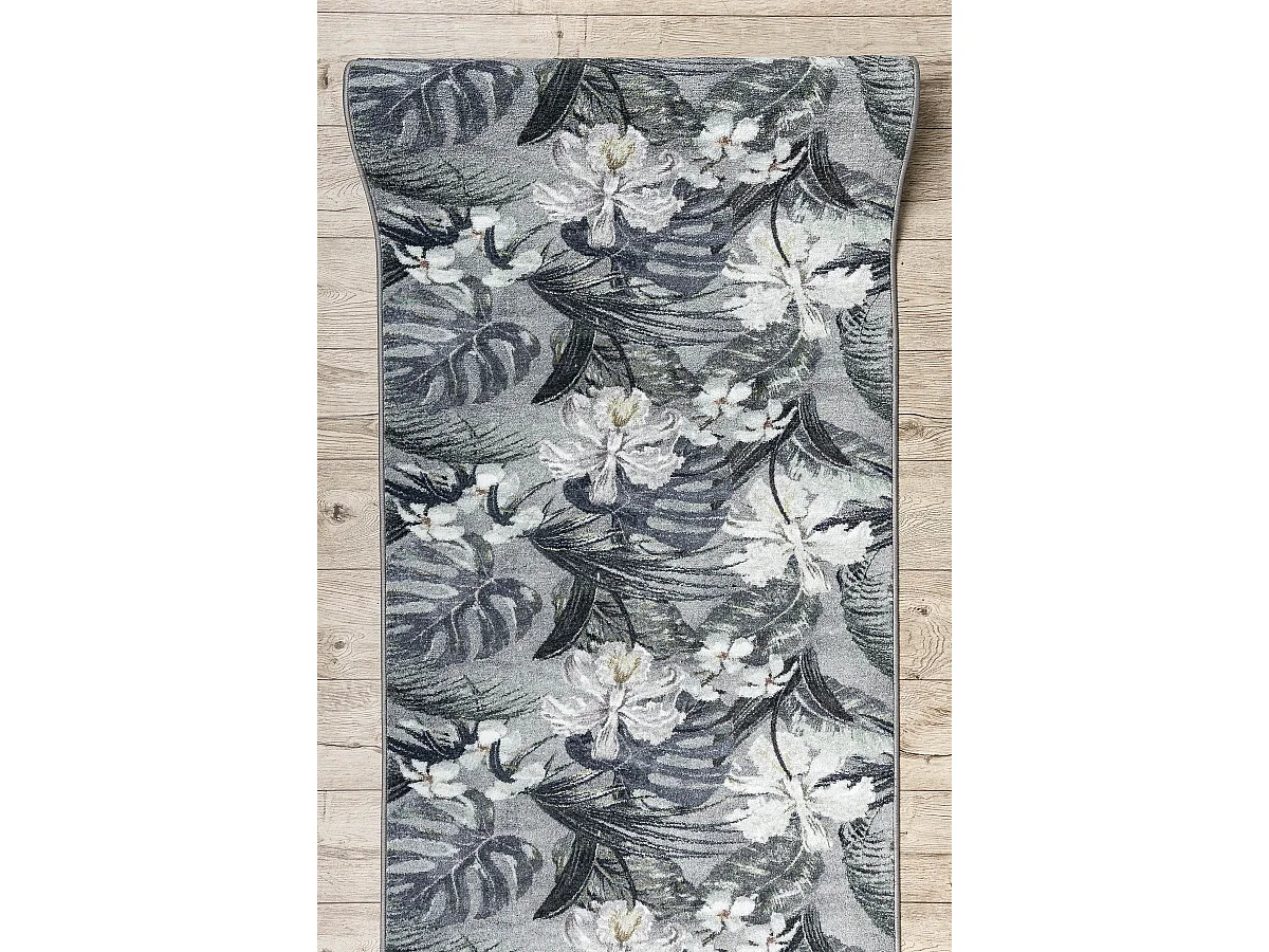 PASSATOIA gommata MONSTERA Foglie la gomma grigio 100x670 cm