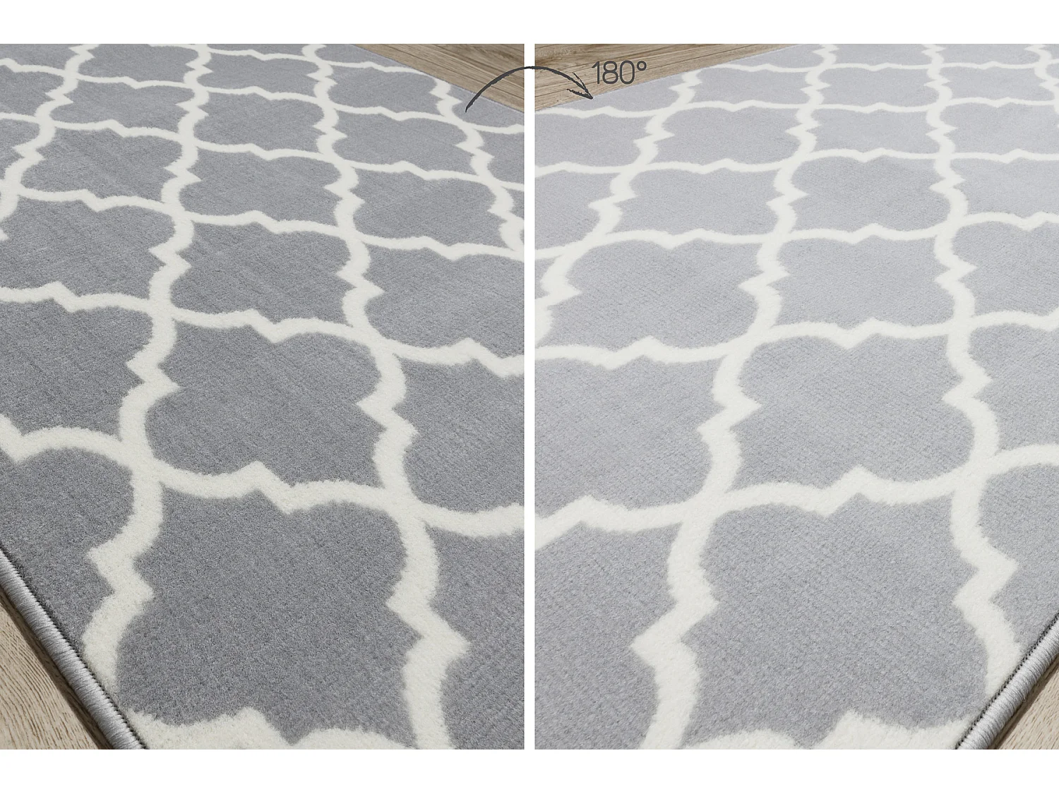 TAPIS DE COULOIR BCF MORAD Trelis Treillis marocain gris / crème 100x410 cm