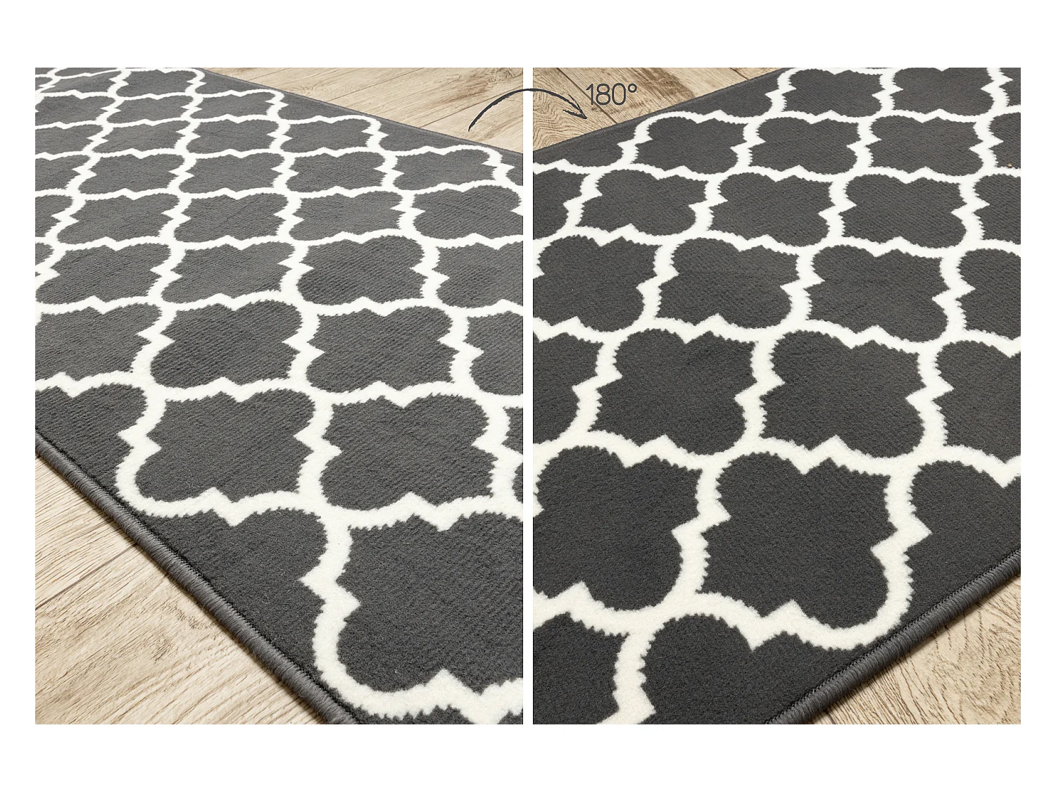 TAPIS DE COULOIR BCF MORAD Trelis Treillis marocain gris / crème 90x810 cm