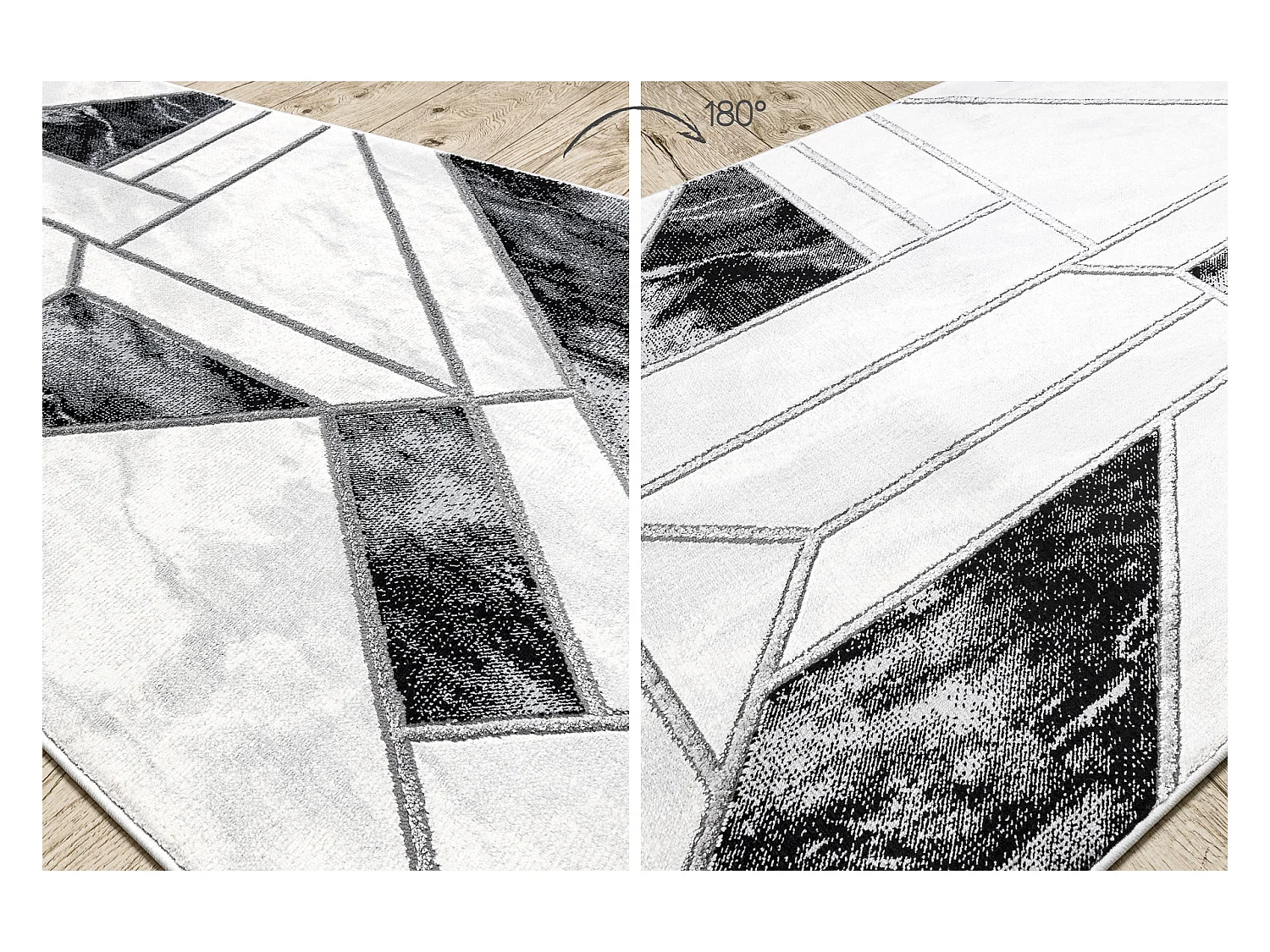 Loper EMERALD exclusief 81953 glamour, stijlvol geometrisch zwart / zi 100x720 cm