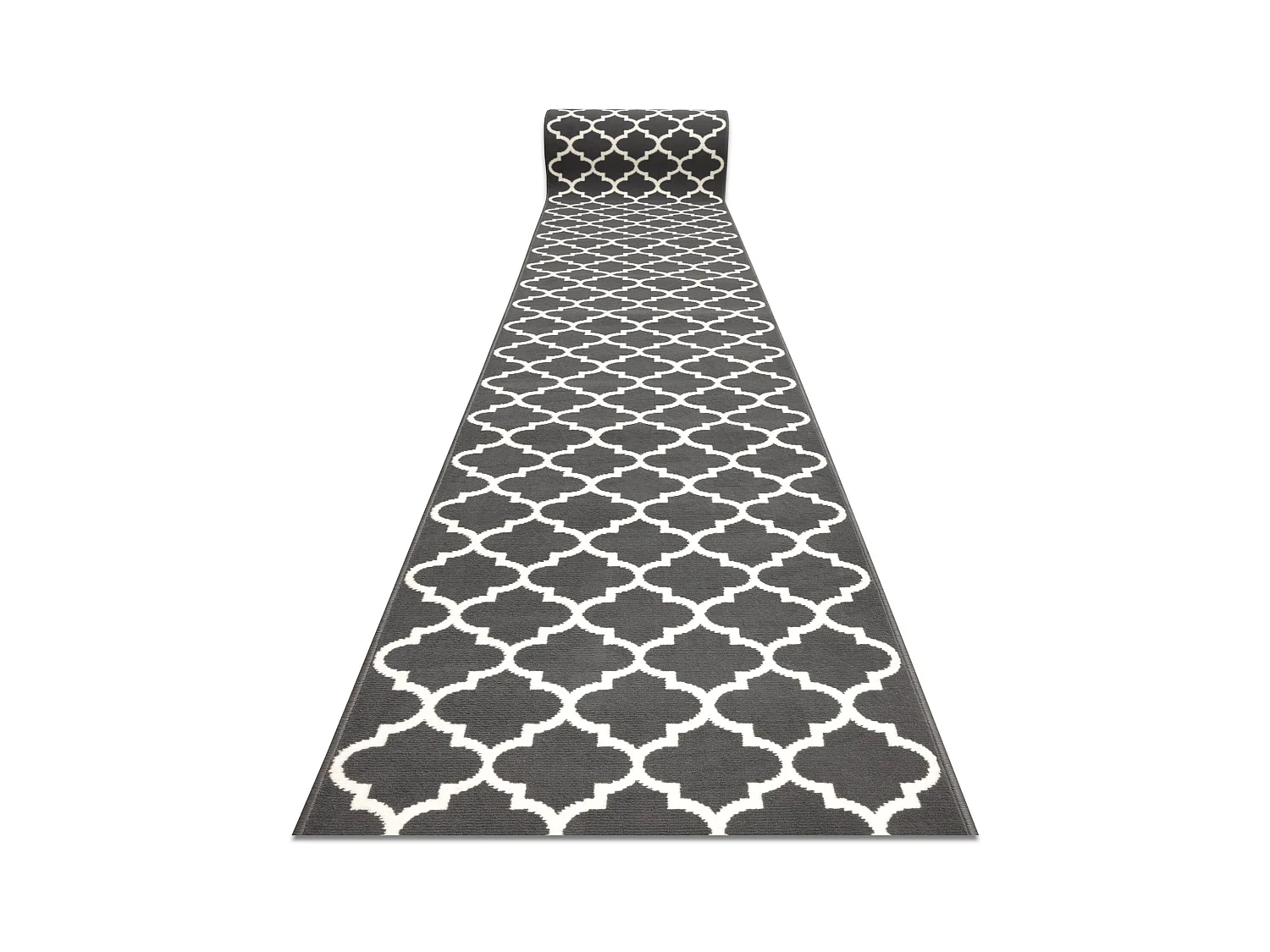 TAPIS DE COULOIR BCF MORAD Trelis Treillis marocain gris / crème 60x1100 cm