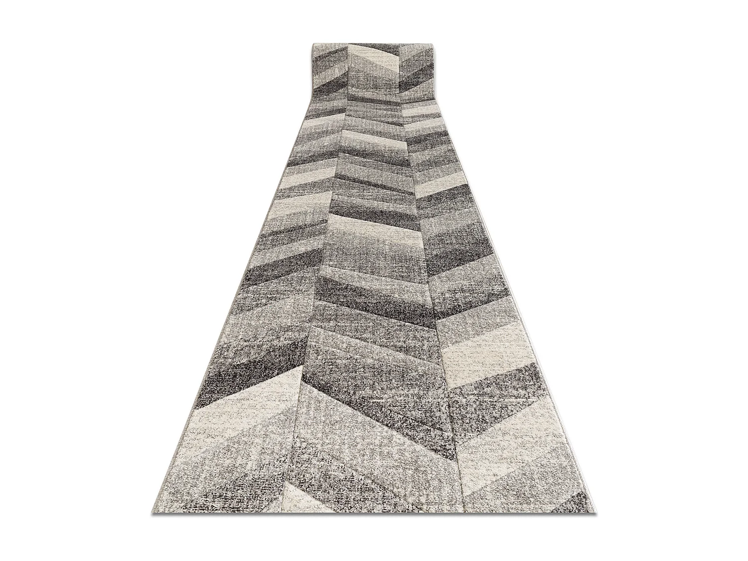 Passatoia FEEL 5673/16811 SPINA DI PESCE grigio / anthracite / crema 70x430 cm