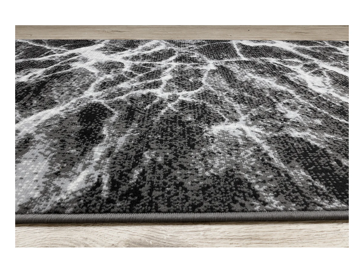 TAPIS DE COULOIR BCF MORAD Marmur Marbre anthracite / noir 80x670 cm