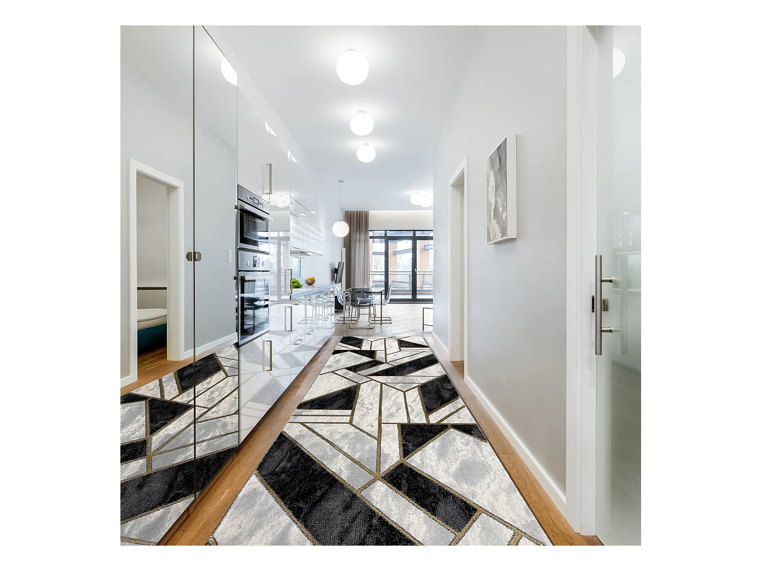 Tapis de couloir EMERALD exclusif 1015 glamour, élégant marbre, géo 80x910 cm