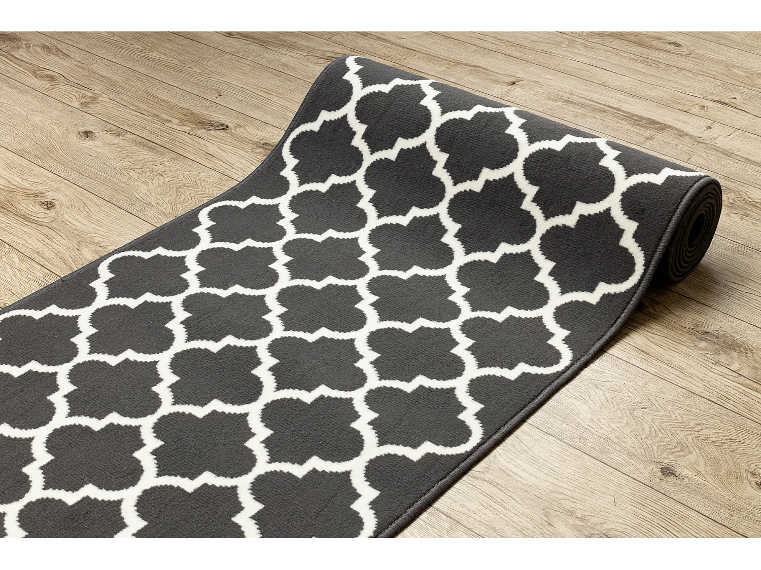 TAPIS DE COULOIR BCF MORAD Trelis Treillis marocain gris / crème 70x490 cm