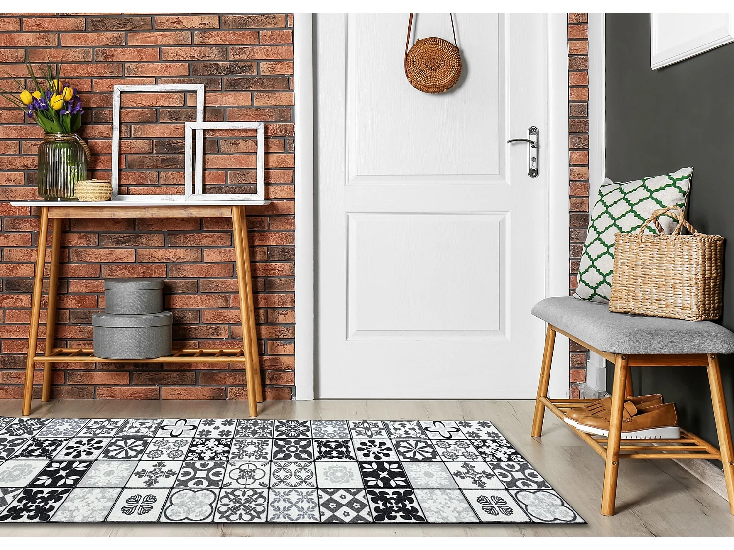 Vloerbekleding met rubber bekleed 57cm AZULEJO PATCHWORK, lissabon teg 57x700 cm