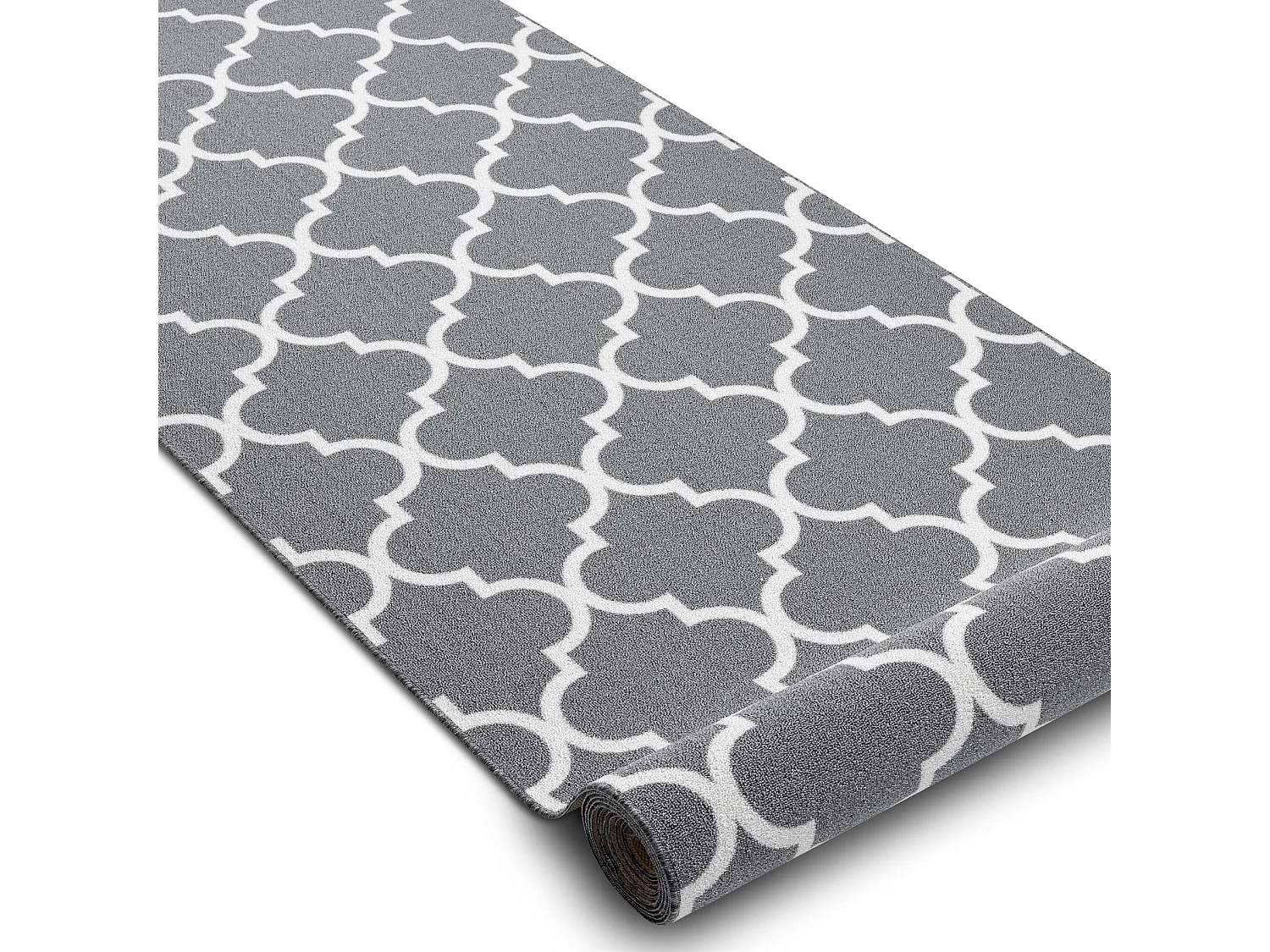 TAPIS DE COULOIR ANTIDÉRAPANT 67cm TRÈFLE MAROCAIN gris TRELLIS 3035 67x740 cm