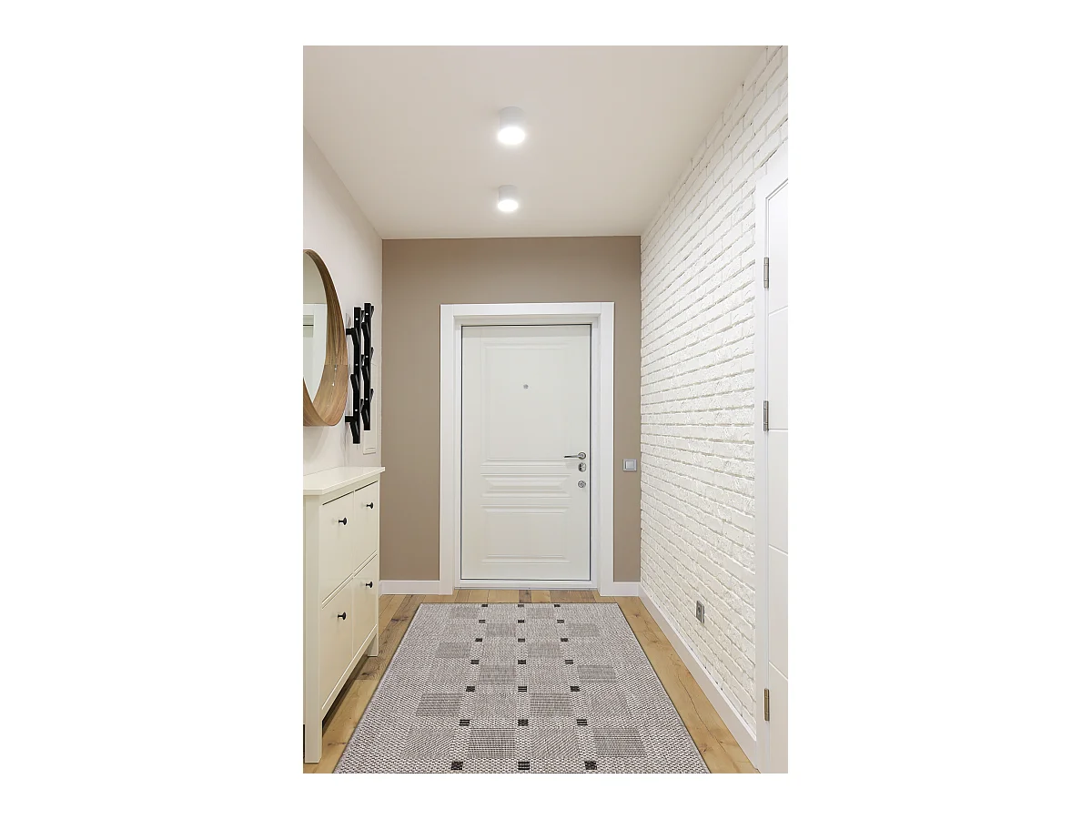 Alfombra de pasillo SIZAL FLOORLUX modelo 20079 plateado /negro 70x970 cm