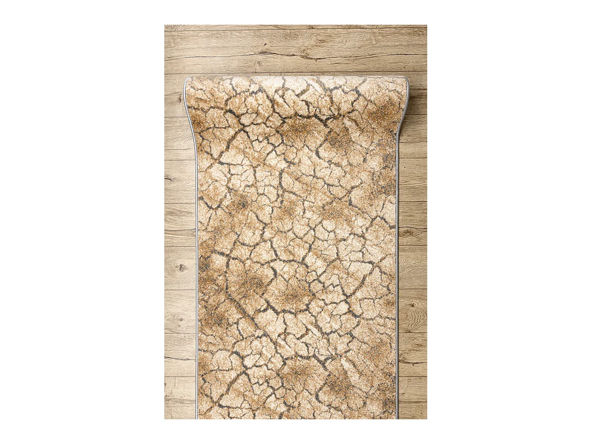 Vloerbekleding KARMEL Terra gebarsten grond grijze karamel 90x490 cm
