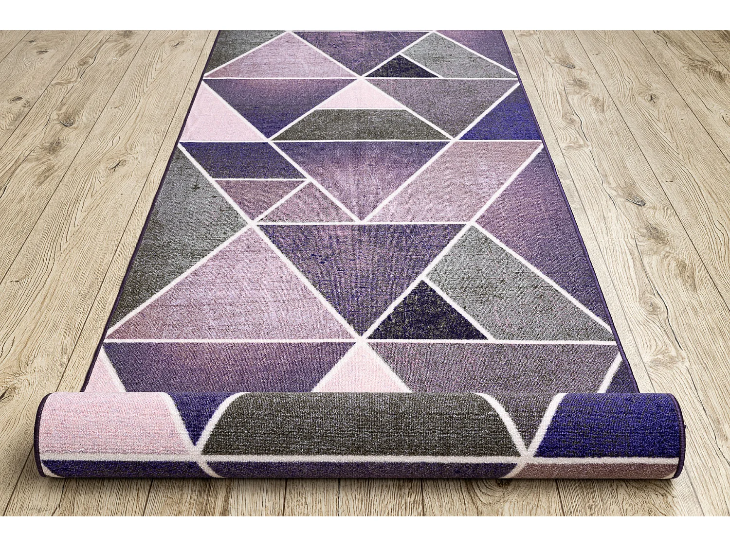TAPIS DE COULOIR antidérapant TRIANGLES la gomme violet 57x670 cm