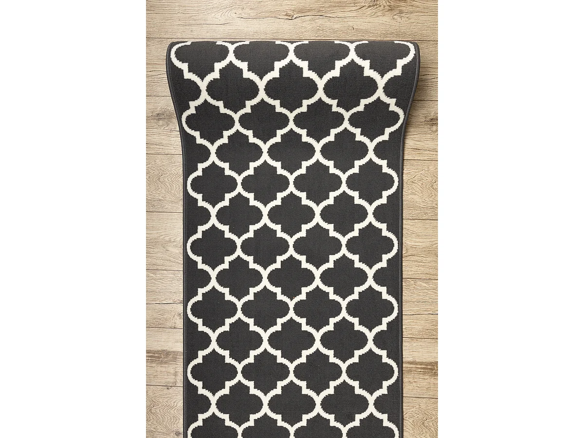 TAPIS DE COULOIR BCF MORAD Trelis Treillis marocain gris / crème 60x530 cm