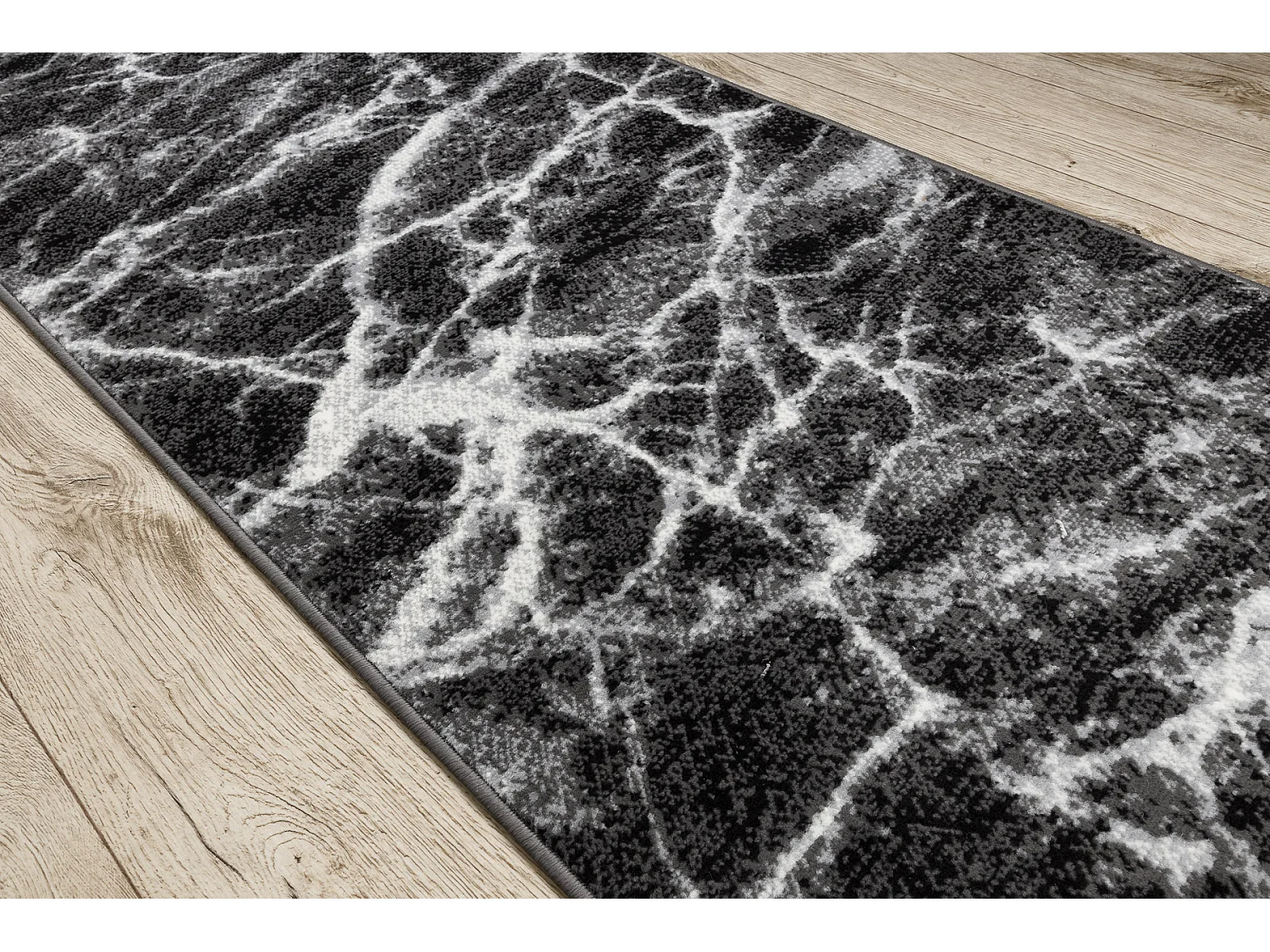 TAPIS DE COULOIR BCF MORAD Marmur Marbre anthracite / noir 100x820 cm