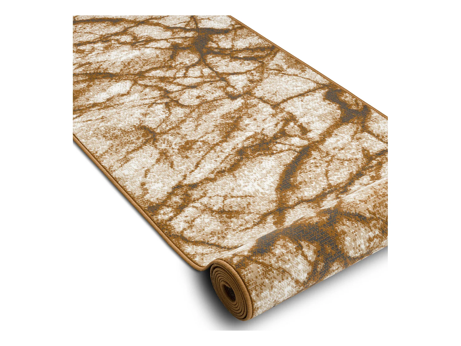 TAPIS DE COULOIR BCF MORAD Marmur Marbre beige / or gris 100x520 cm