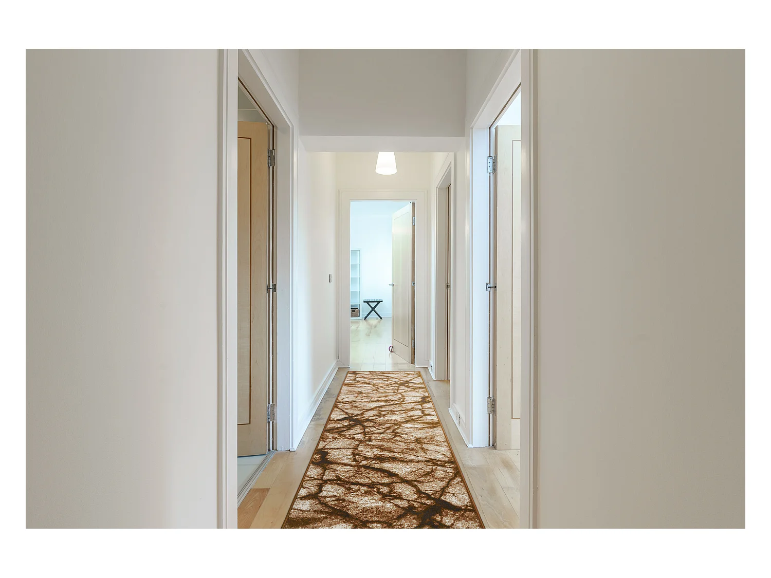 TAPIS DE COULOIR BCF MORAD Marmur Marbre beige / or gris 70x360 cm