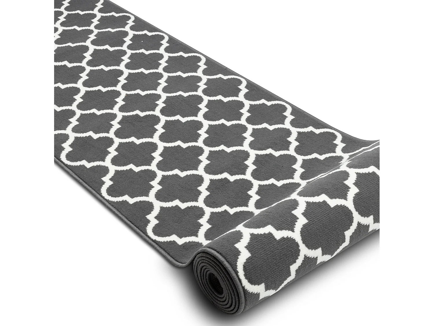 TAPIS DE COULOIR BCF MORAD Trelis Treillis marocain gris / crème 60x590 cm