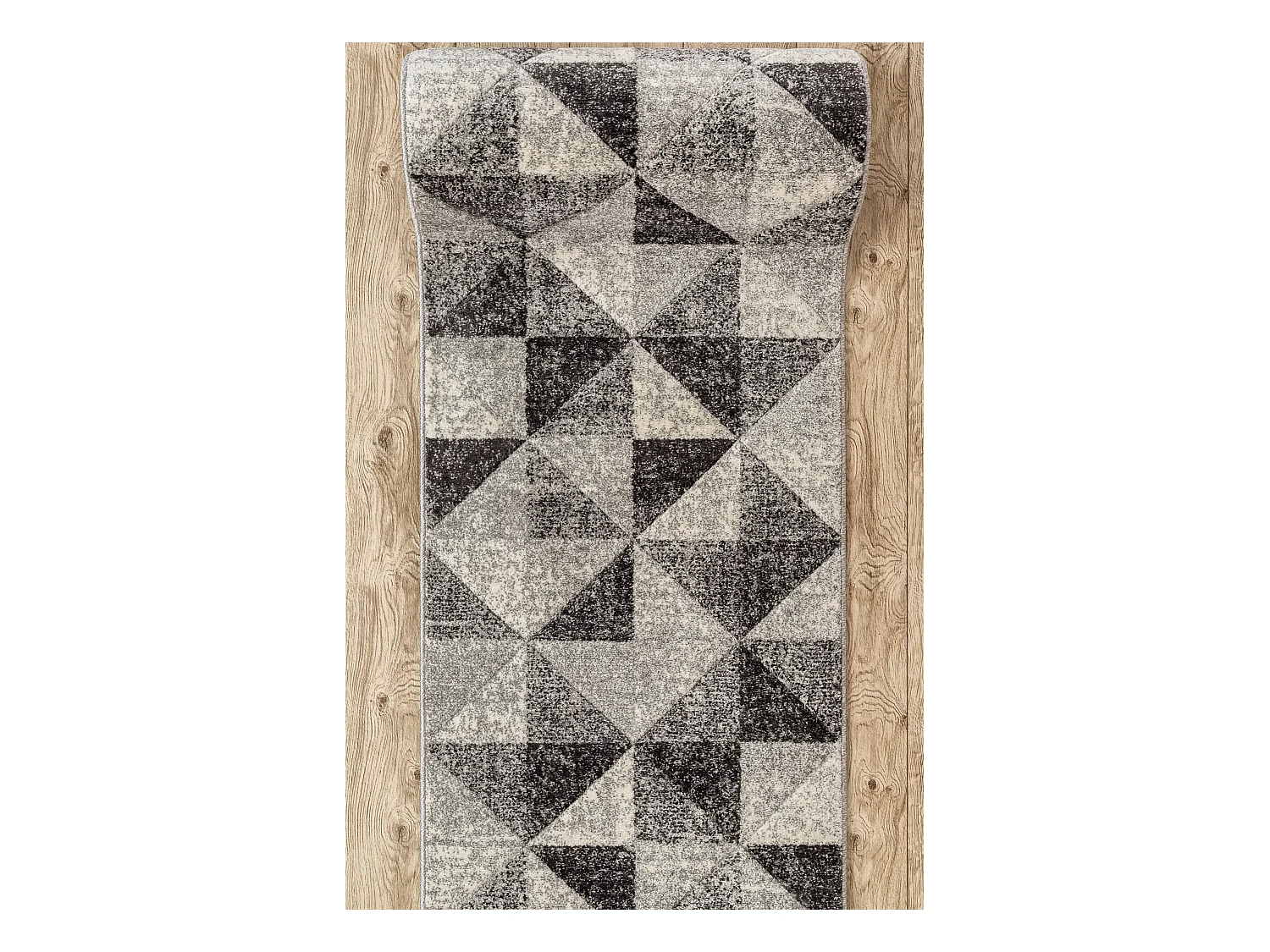 Passatoia FEEL 5672/16811 TRIANGOLI grigio / anthracite / crema 100x770 cm