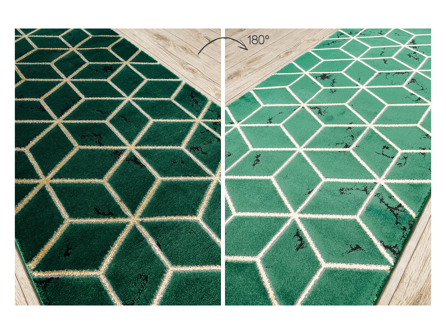 Exklusiv EMERALD Läufer 1014 glamour, stilvoll Würfel Flaschengrün  80x680 cm