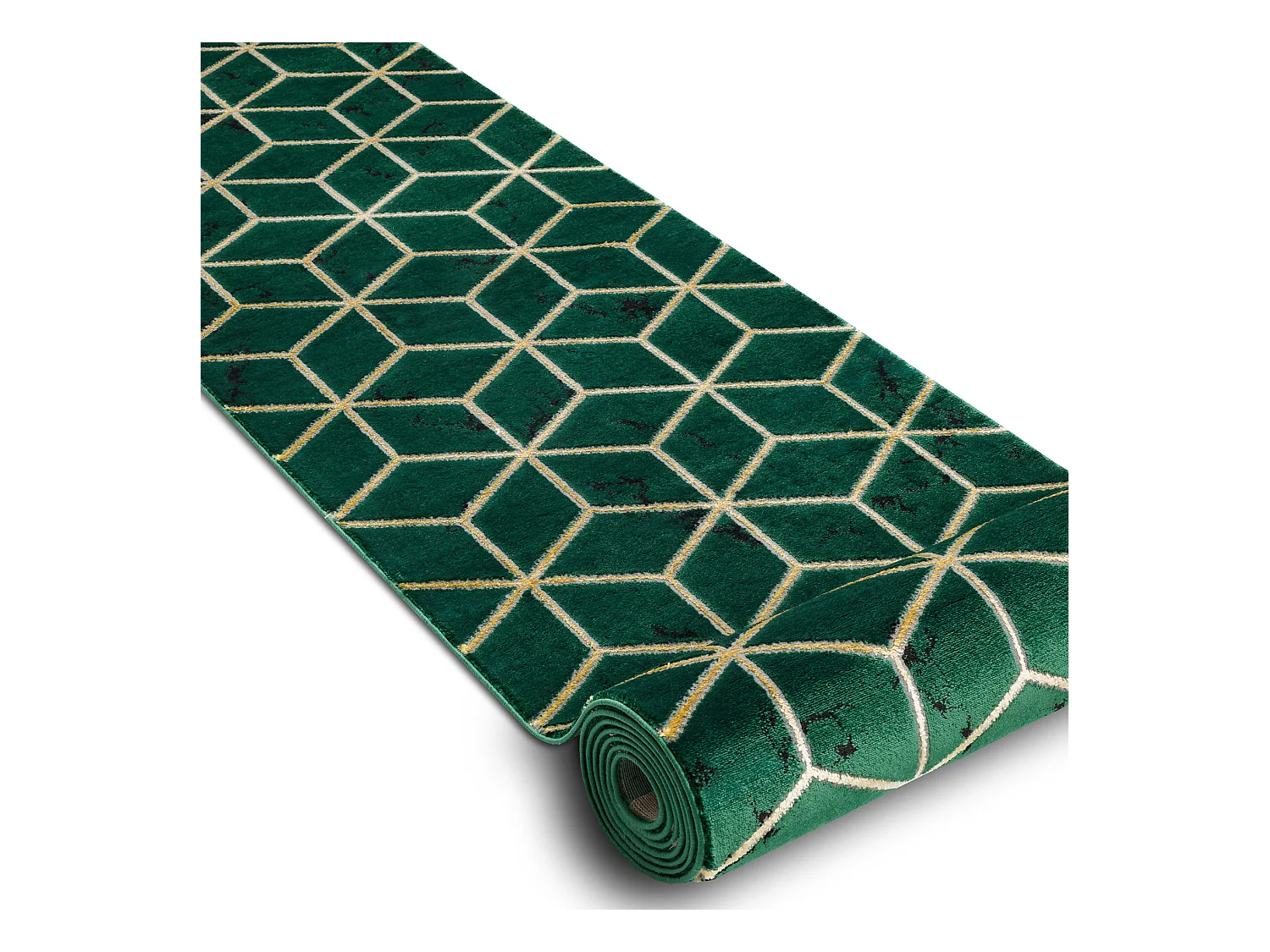 Exklusiv EMERALD Läufer 1014 glamour, stilvoll Würfel Flaschengrün  80x680 cm