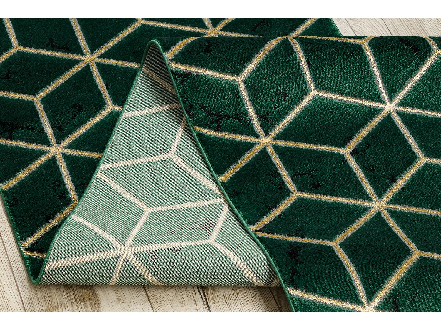 Passadeira EMERALD exclusivo 1014 glamour, à moda cubo garrafa verde  80x680 cm