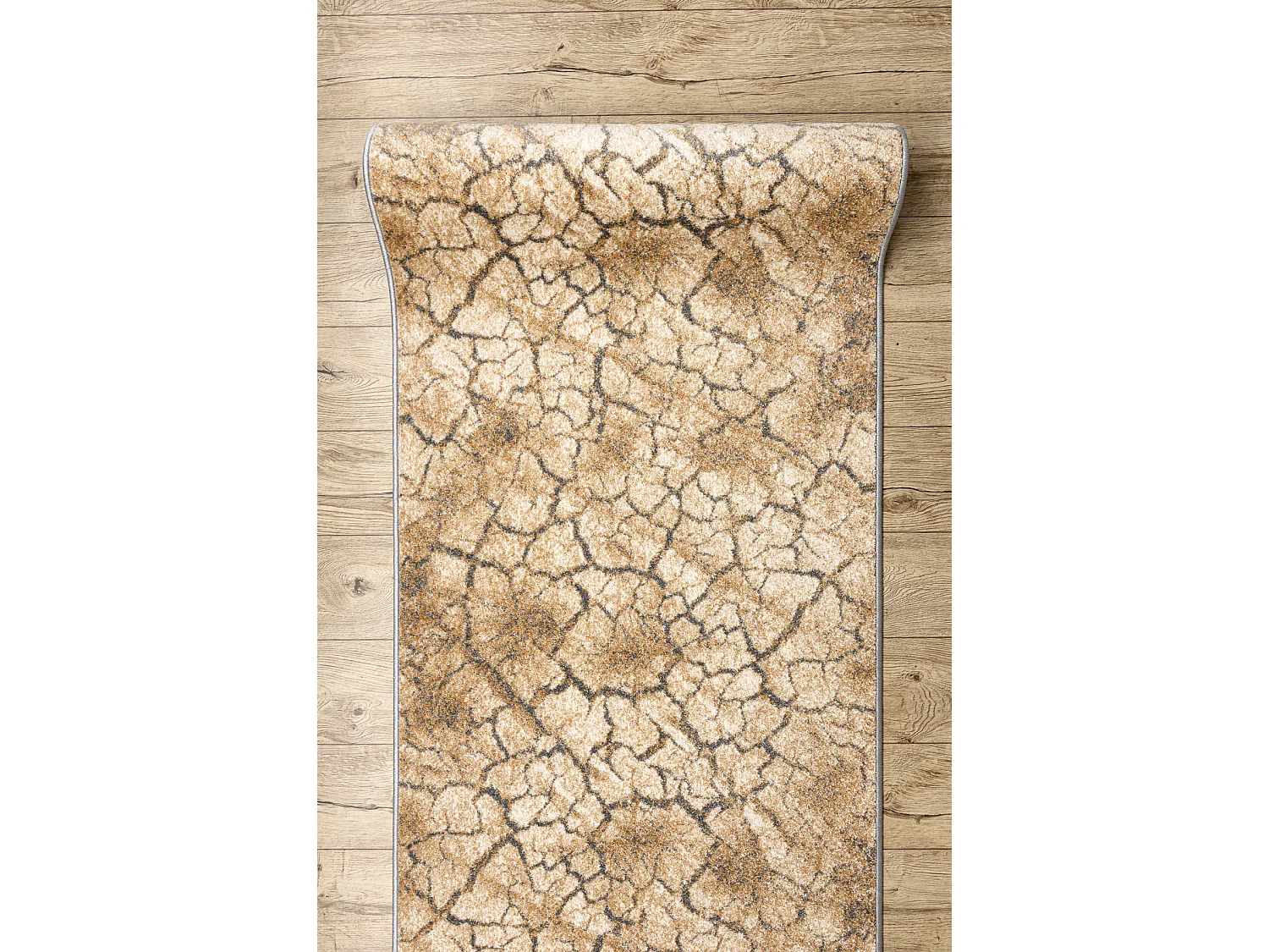 Tapis de couloir KARMEL Terra sol fissuré caramel gris 90x100 cm