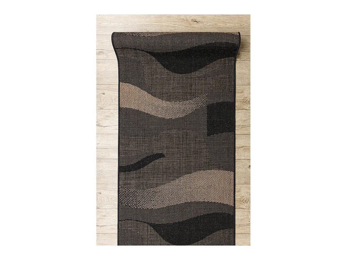 TAPIS DE COULOIR SIZAL FLOORLUX modèle 20212 noir / café 120x1150 cm