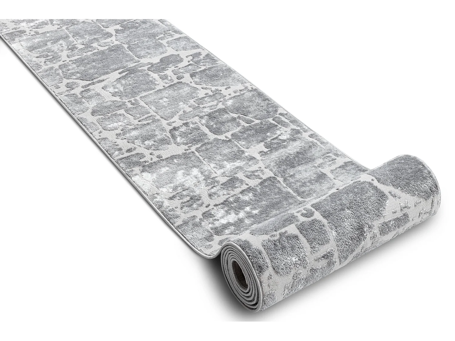 Alfombra de pasillo Structural MEFE 6184 dos niveles de vellón gris o 100x990 cm