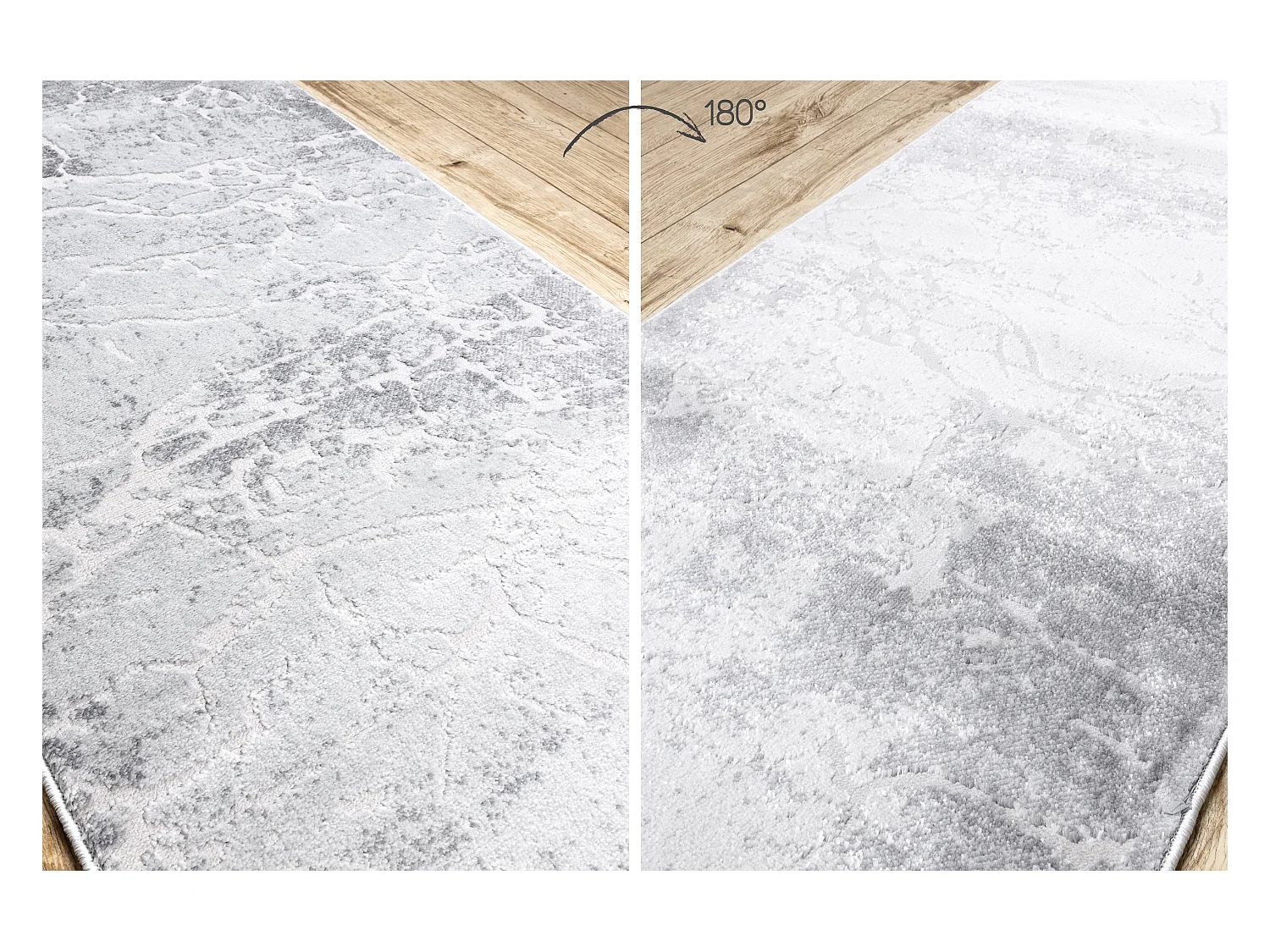 Läufer Strukturell MEFE 6182 zwei Ebenen aus Vlies grau 70x630 cm