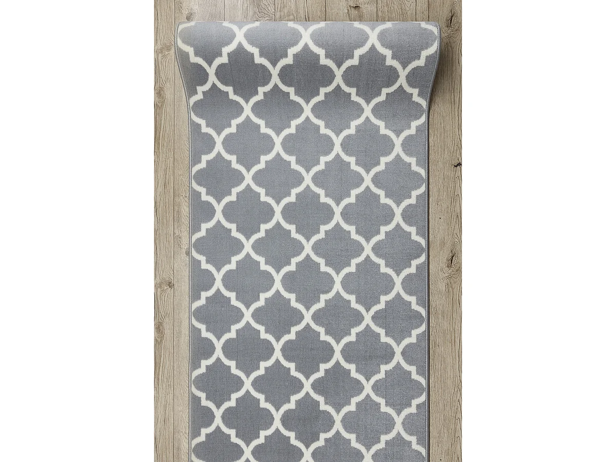 TAPIS DE COULOIR BCF MORAD Trelis Treillis marocain gris / crème 60x660 cm