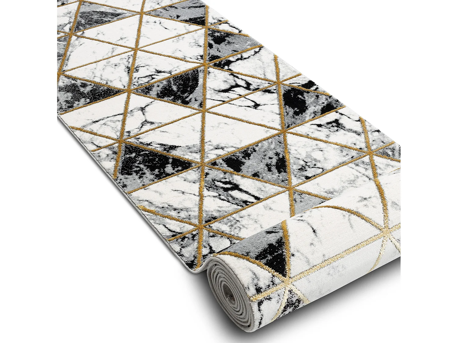 Passadeira EMERALD exclusivo 1020 glamour, à moda mármore, triângul 70x450 cm