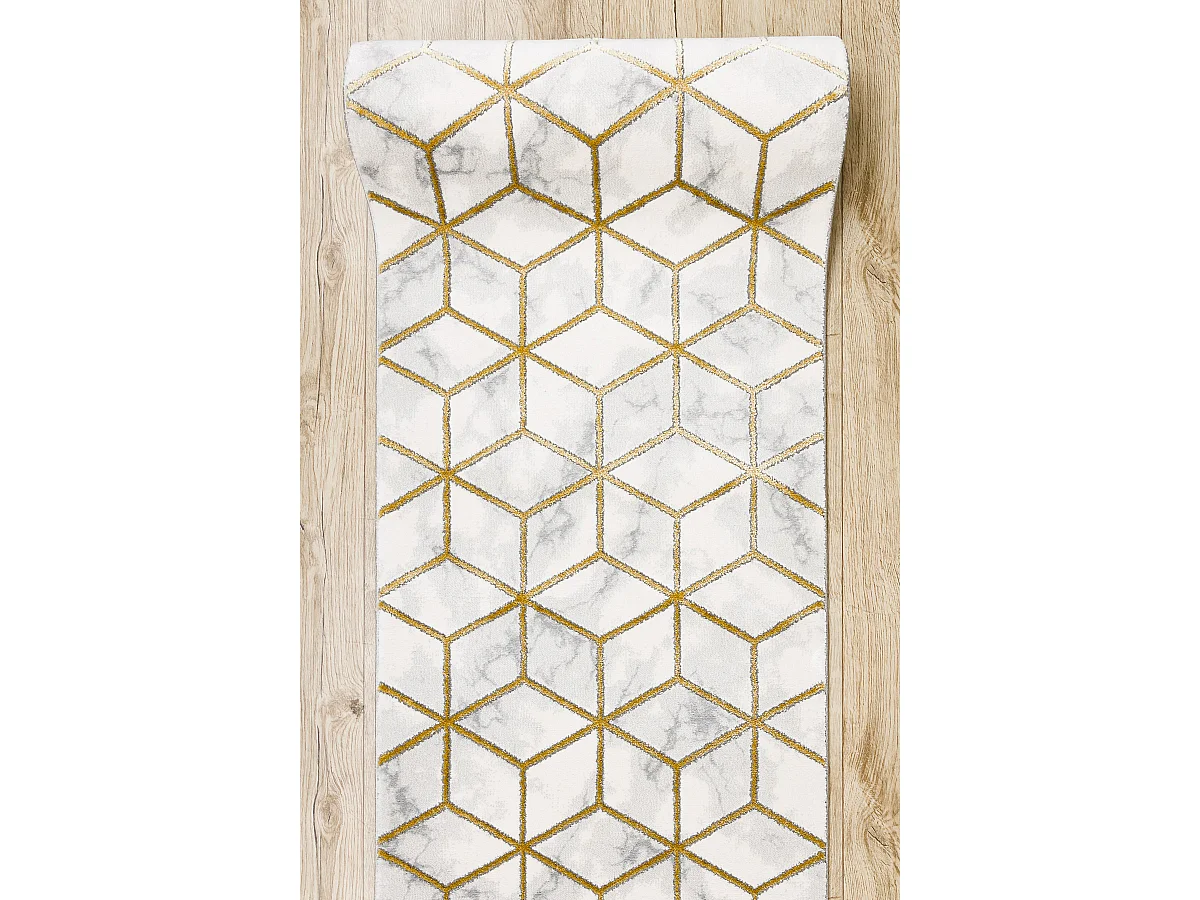 Alfombra de pasillo EMERALD exclusivo 1014 glamour, elegante cubo crem 70x1300 cm