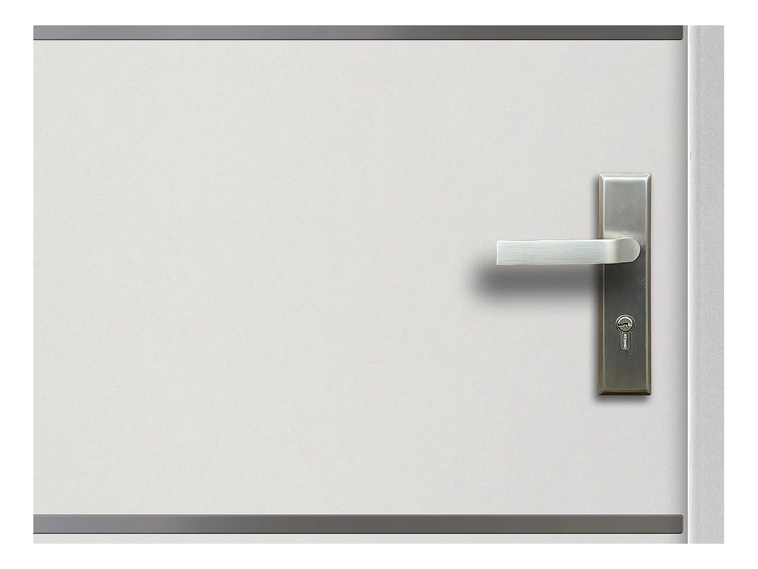 Voordeur van massief en roestvrij staal H207 x B100 cm, wit - Draait links open - NAXARA