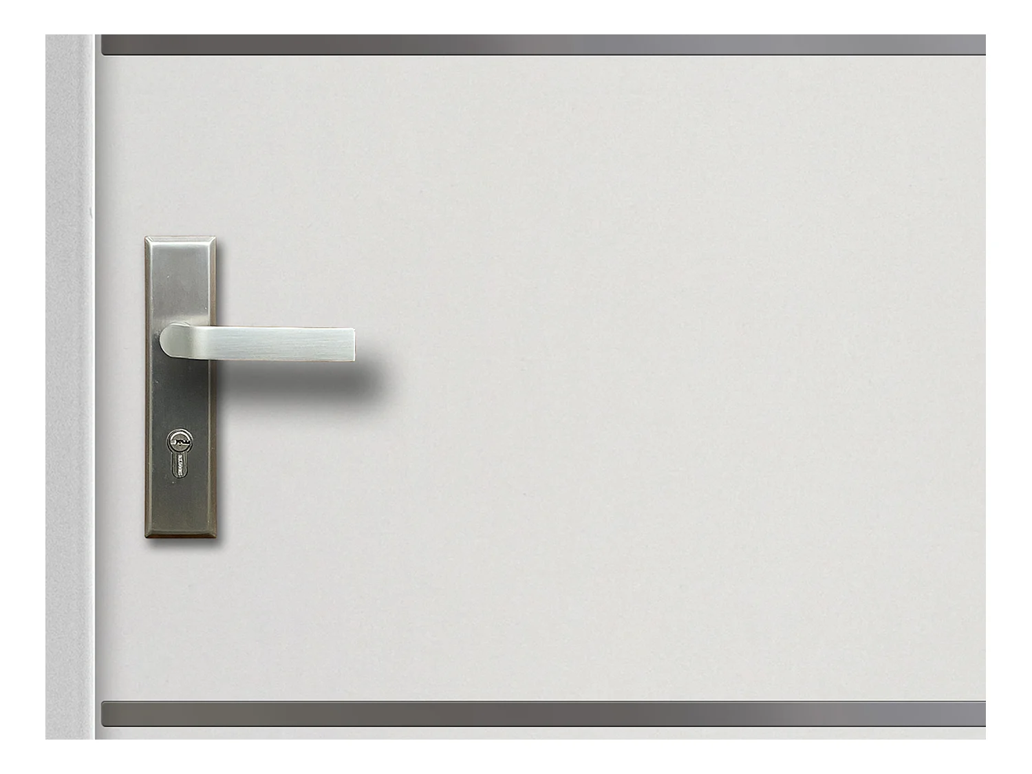 Voordeur van massief en roestvrij staal H207 x B100 cm, wit - Draait rechts open - NAXARA