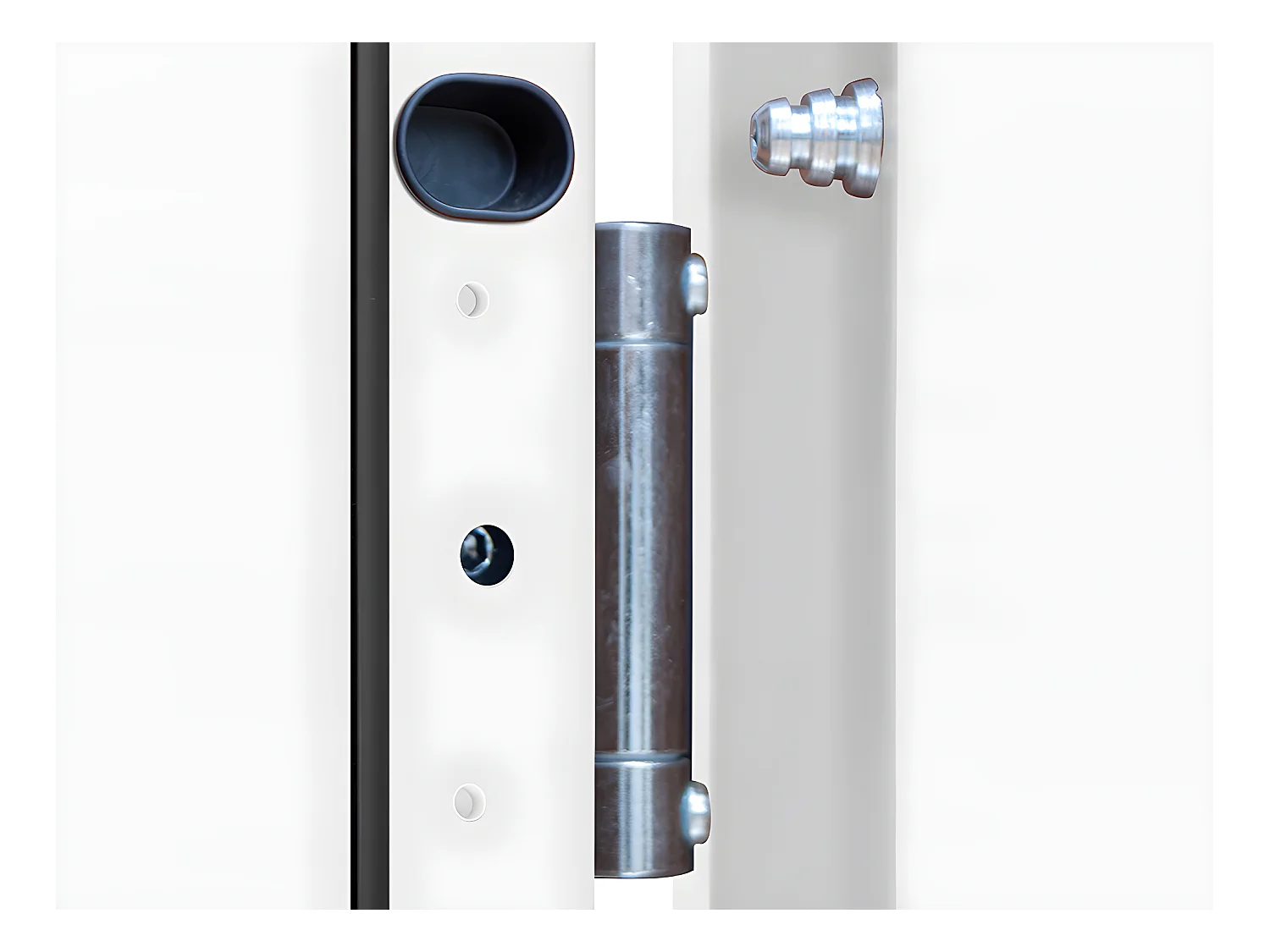 Voordeur van massief en roestvrij staal H207 x B100 cm, wit - Draait rechts open - NAXARA