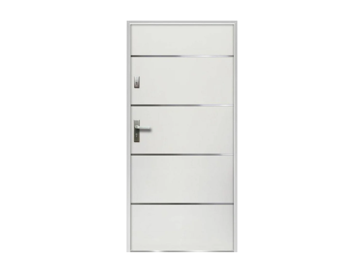 Porte d'entrée en acier pleine et inox H207 x L100 cm blanc - poussant droit - NAXARA
