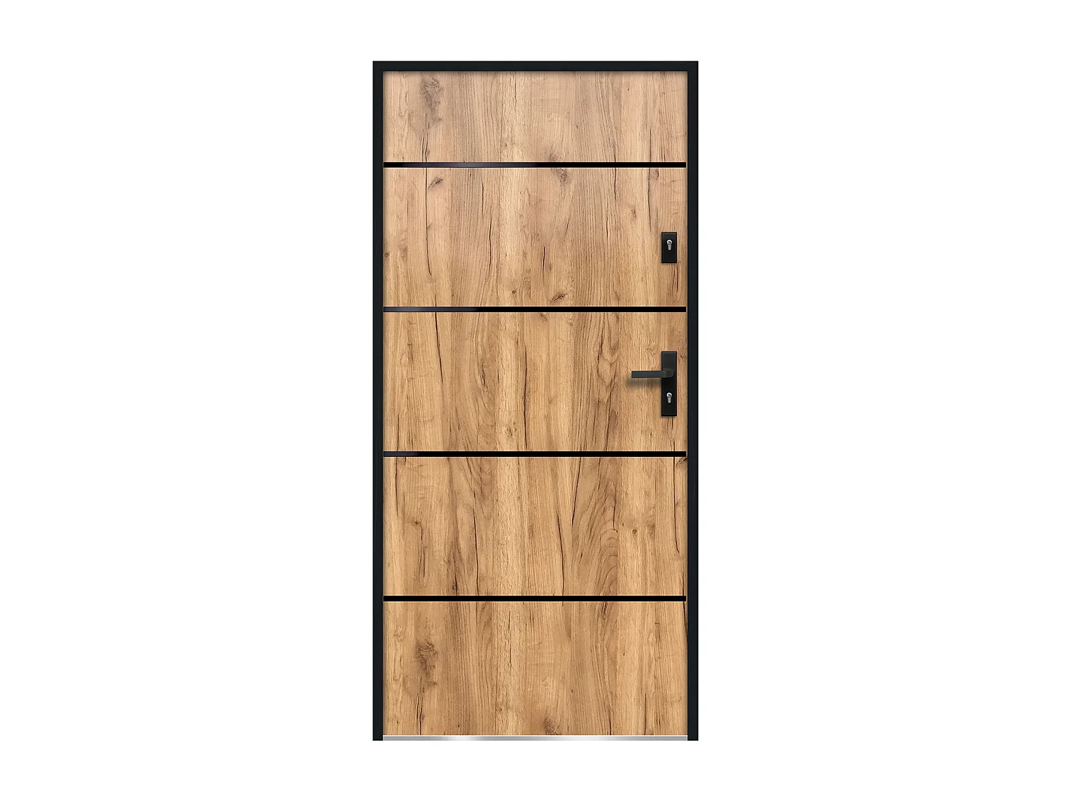 Porta d'ingresso Apertura verso sinistra H207 x L100 cm in Acciaio massiccio e Inox Effetto rovere - NAXARA