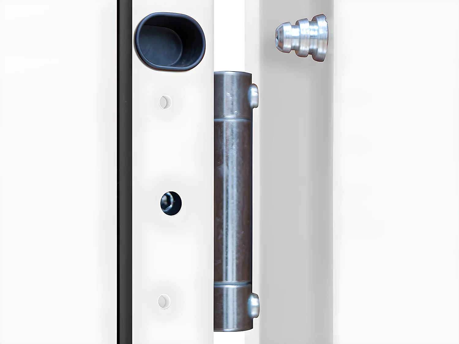 Porte d'entrée en acier pleine et inox H207 x L100 cm effet chêne - poussant droit - NAXARA