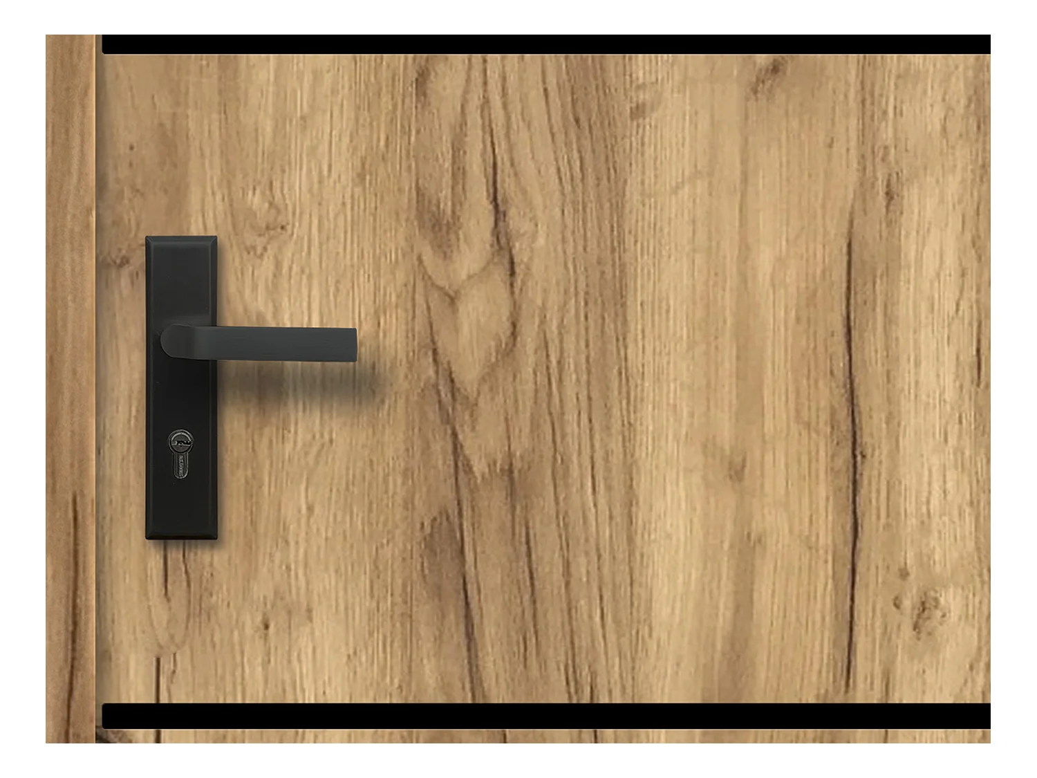 Voordeur van roestvrij staal H207 x B100 cm, eikeneffect - Draait rechts open - NAXARA