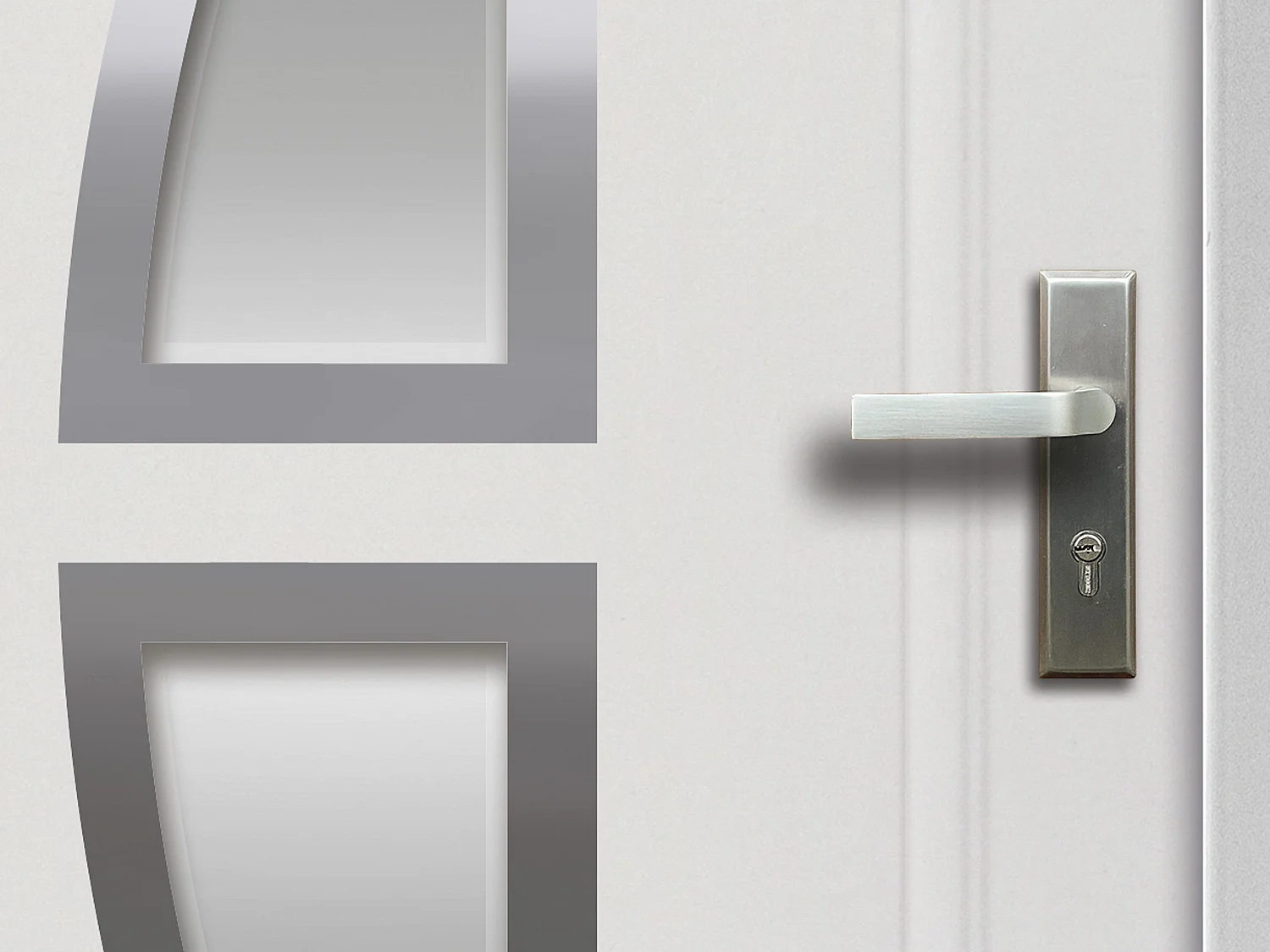 Porta de entrada em aço envidraçado com inox A207 x L100 cm branco, abertura para a esquerda - COVAS