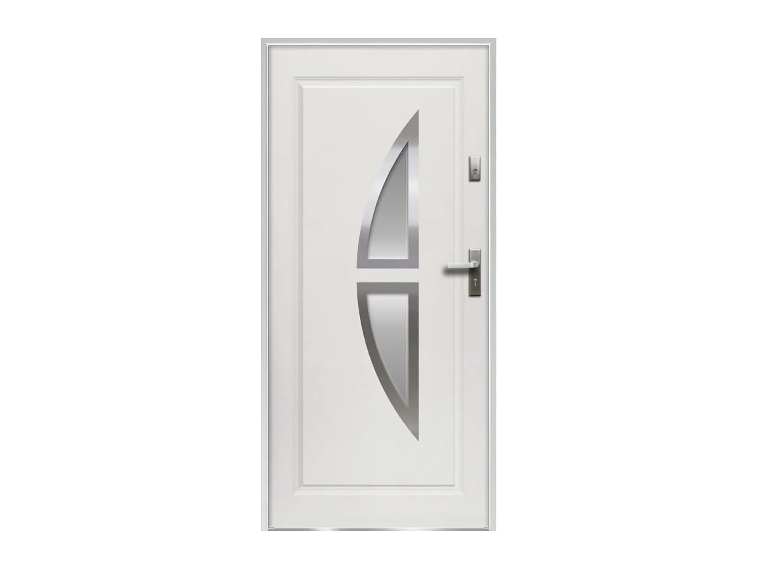 Porta de entrada em aço envidraçado com inox A207 x L100 cm branco, abertura para a esquerda - COVAS