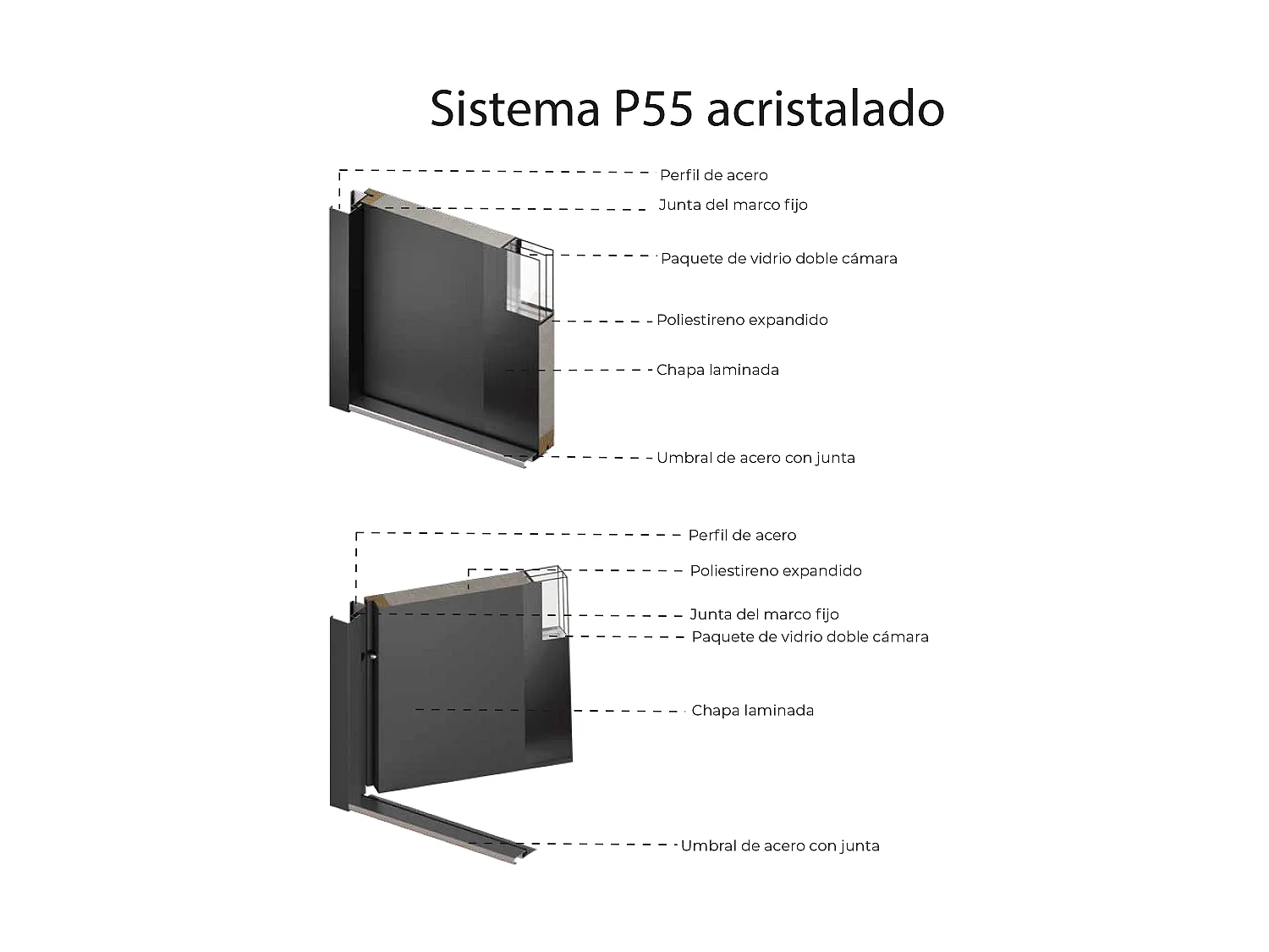 Puerta de entrada de acero acristalada con inox Alt. 207 x Ancho 100 cm blanco - abre a la izquierda - COVAS