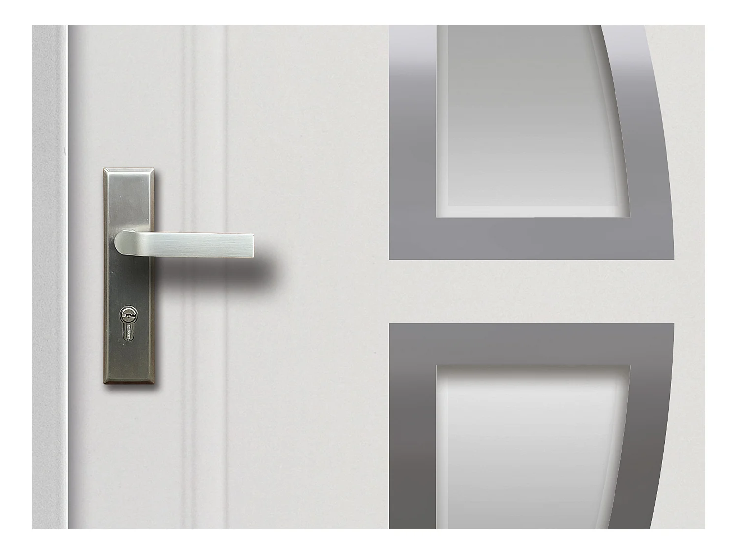 Porte d'entrée en acier vitrée avec inox H207 x L100 cm blanc - poussant droit - COVAS