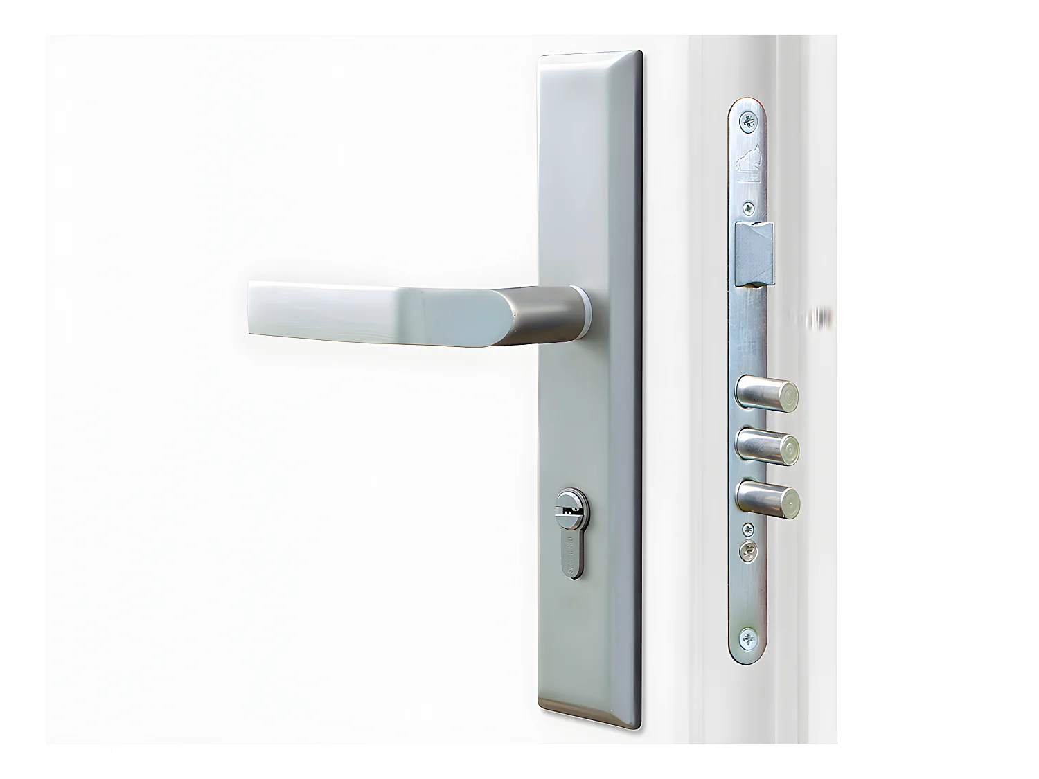 Porta de entrada em aço envidraçado com inox A207 x L100 cm antracite, abertura para a direita - TIFANA